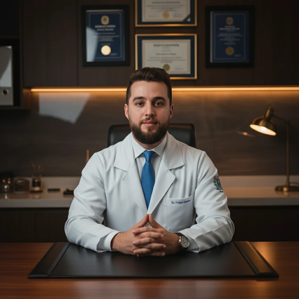 Dr. Felipe Quadros em ambiente de consultório